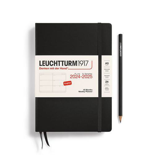 Leuchtturm, Black, Academic, Art & School, 2025, 18 Month, A5, Medium, Weekly, Planner, 816353